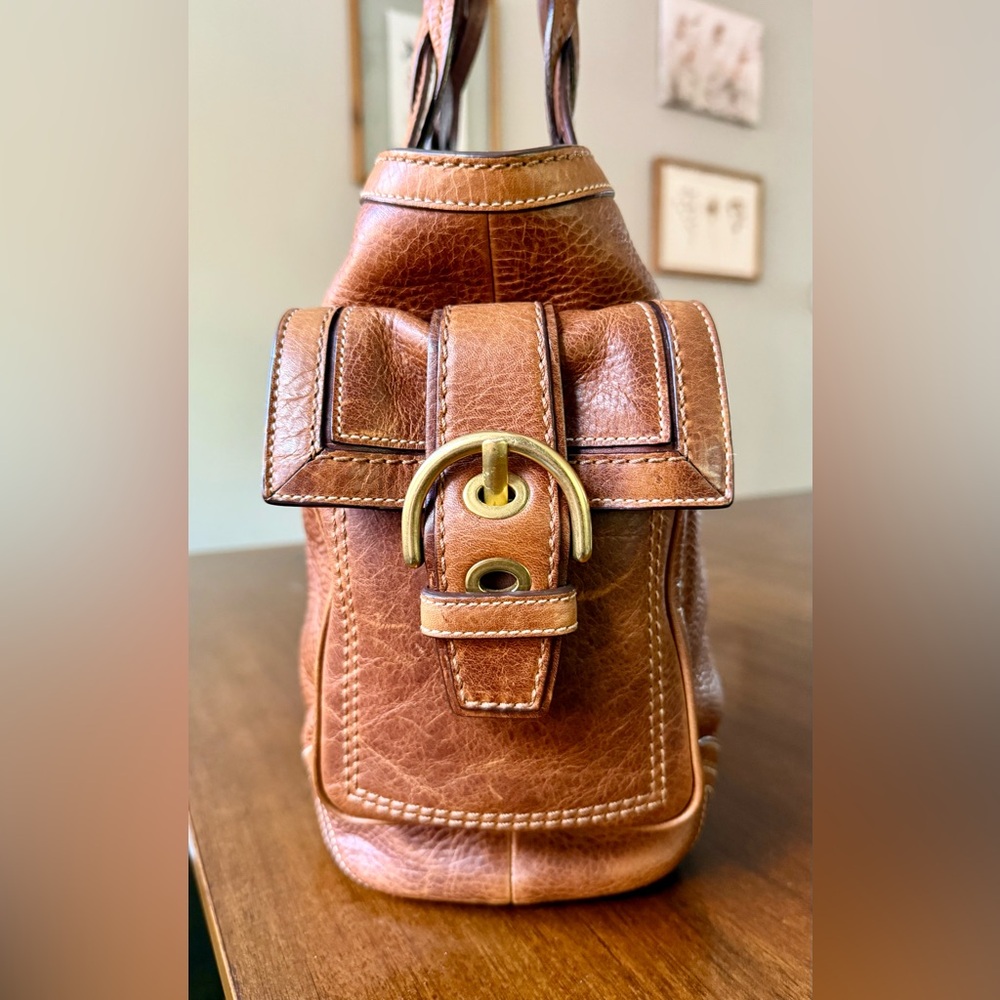 Coach Mia SoHo Tobacco Leather Tote Braided Straps Y2K 2006 - Picture 3 of 15